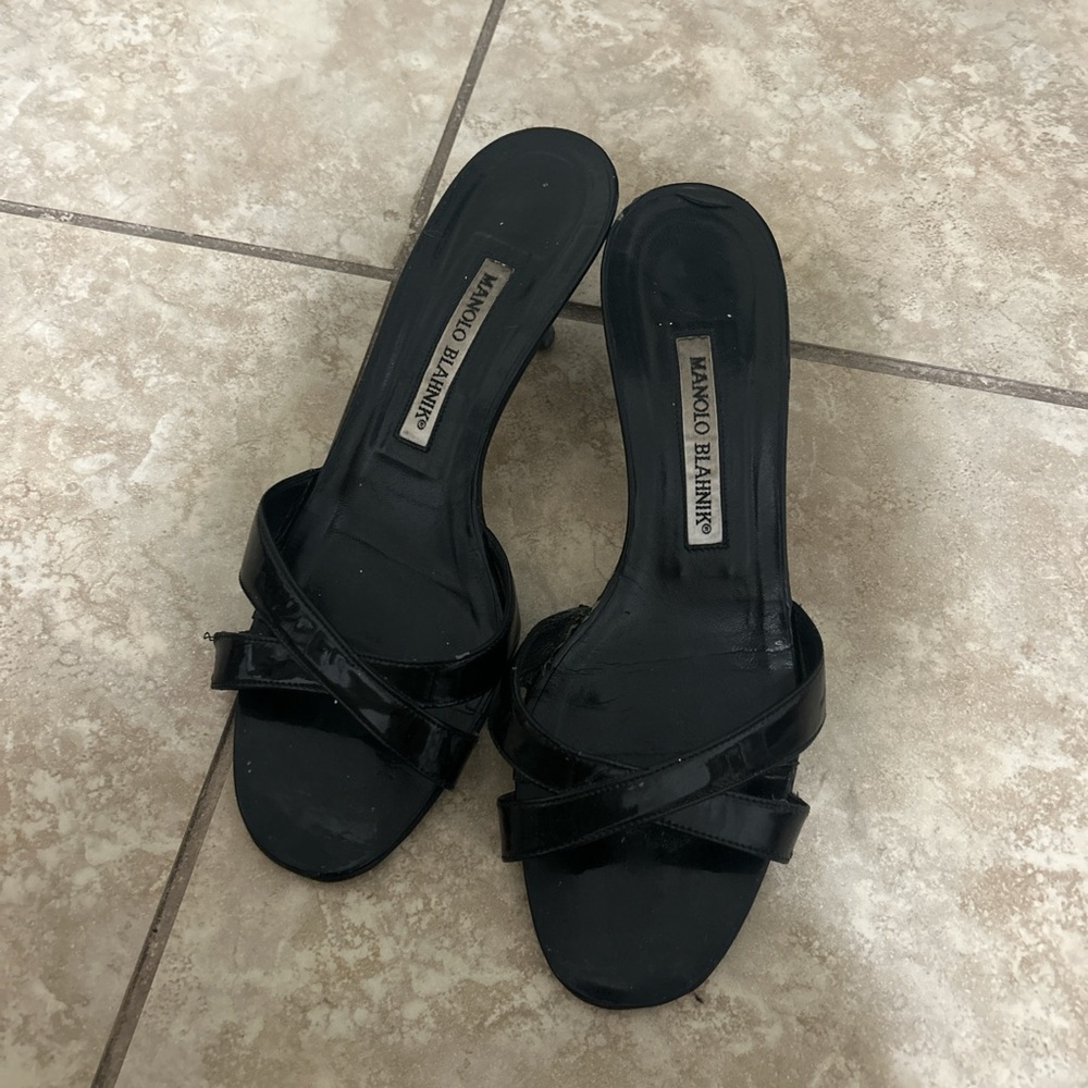 Manolo Blahnik Black Patent Leather Heels